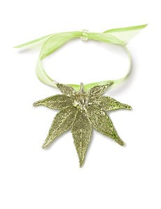 Japanese Maple Leaf Mini Ornament- Green Gold