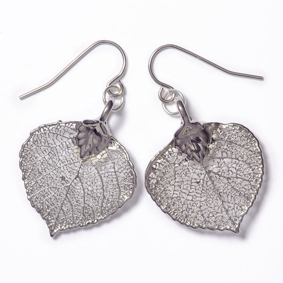 Aspen Leaf Earrings- Silver